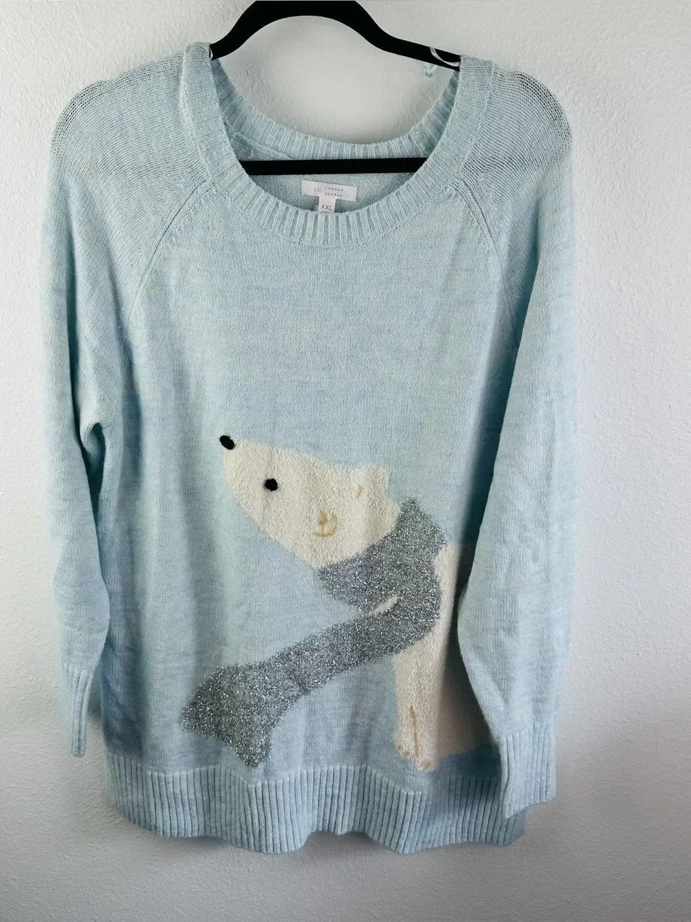 Lauren Conrad Light Blue Polar Bear Sweater Size XXL